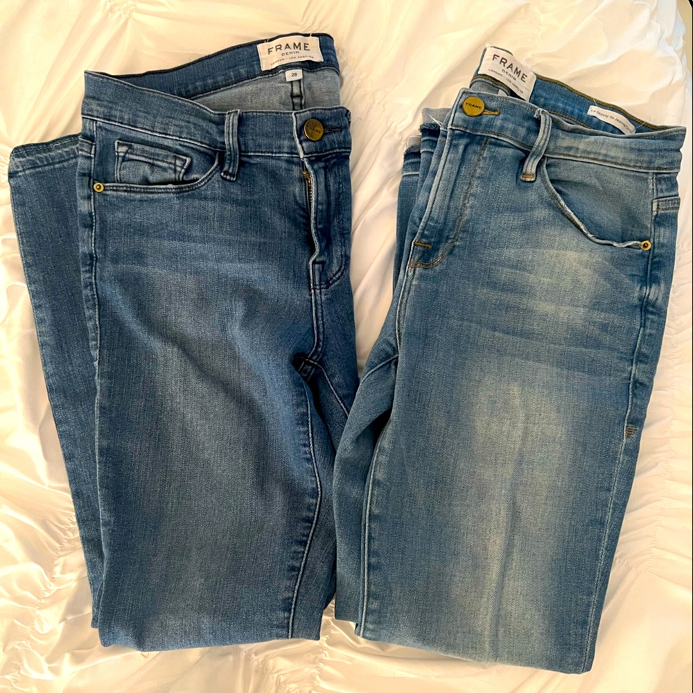 Slightly worn Frame jeans.